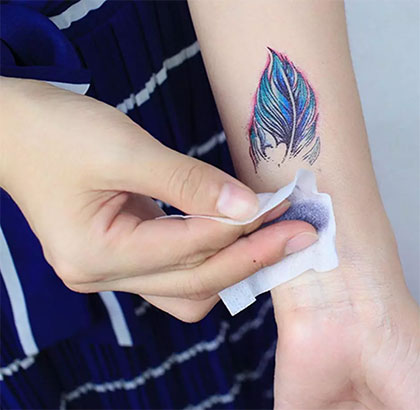 Temporary tattoo cleaning